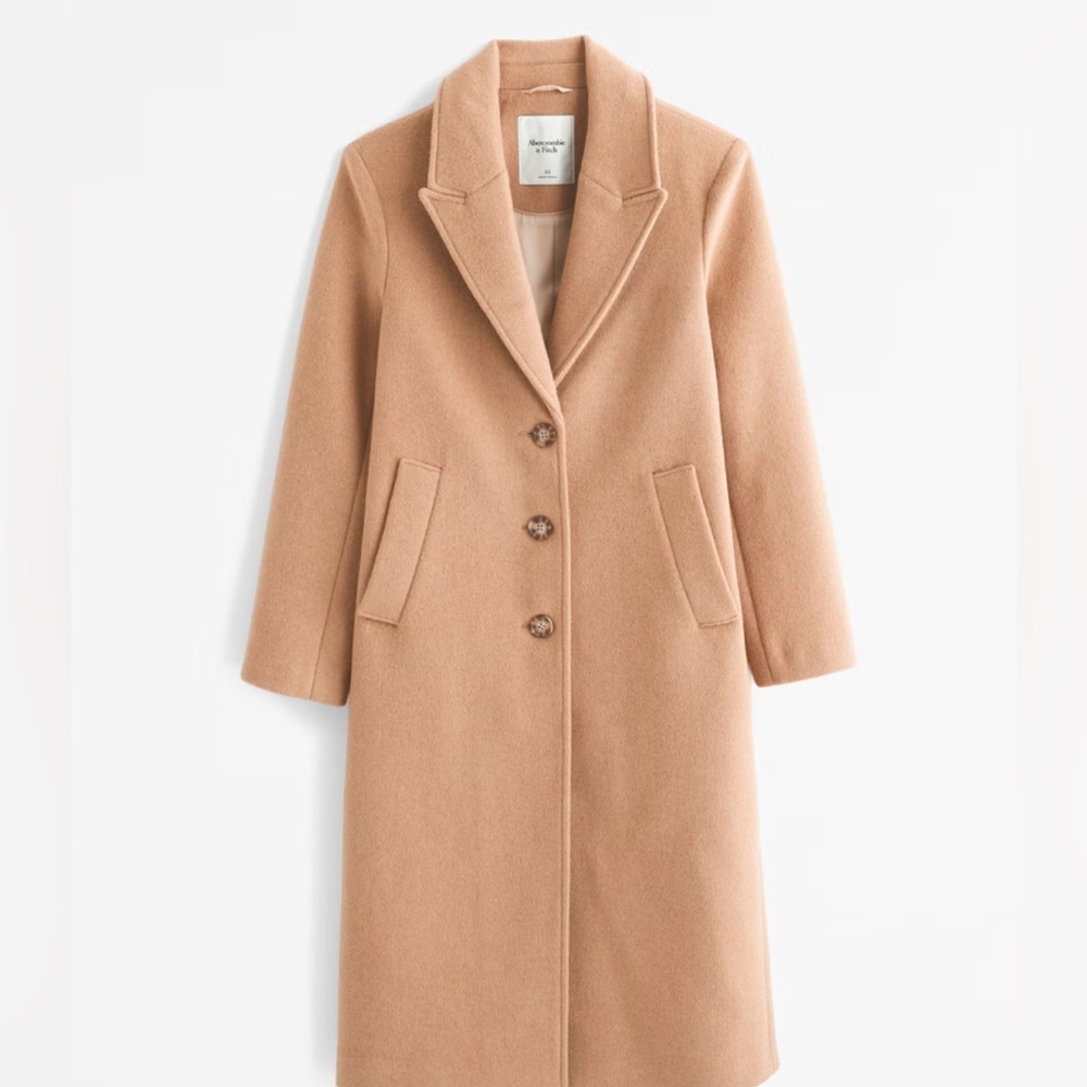 Abercrombie & Fitch - The A&F Dad Coat in Camel - Size L Petite LP 🧥